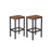 Set of 2 Industrial Bar Stools - Wood - Rustic Brown - Footrest Included
