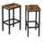 Set of 2 Industrial Bar Stools - Wood - Rustic Brown - Footrest Included