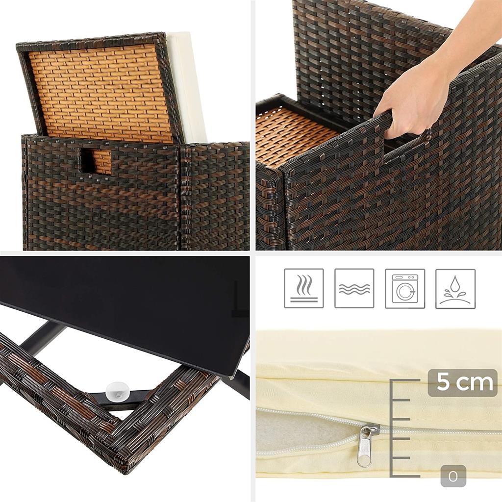 Outdoor Patio Furniture Set - PE Rattan - Black and Beige - Includes Dining Table