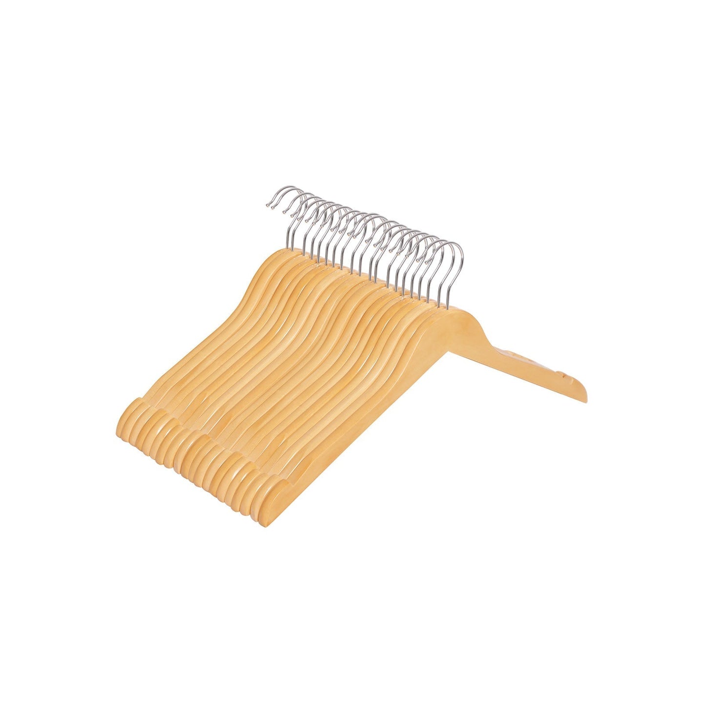 Wooden Coat Hangers - 44 cm Wide - Natural Finish - Shoulder Notches