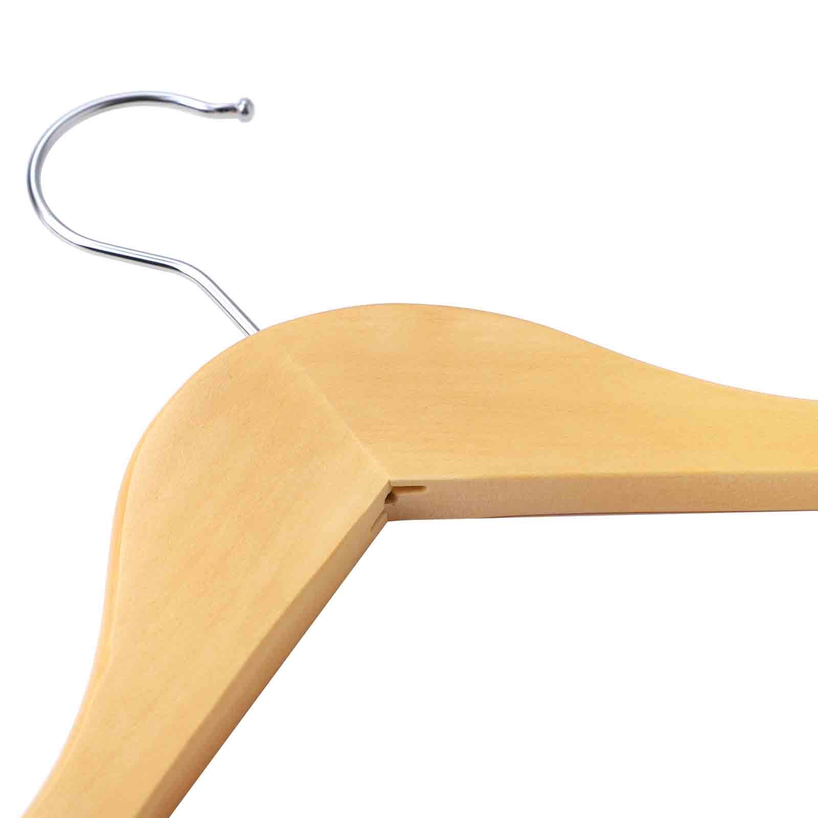 Wooden Coat Hangers - 44 cm Wide - Natural Finish - Shoulder Notches