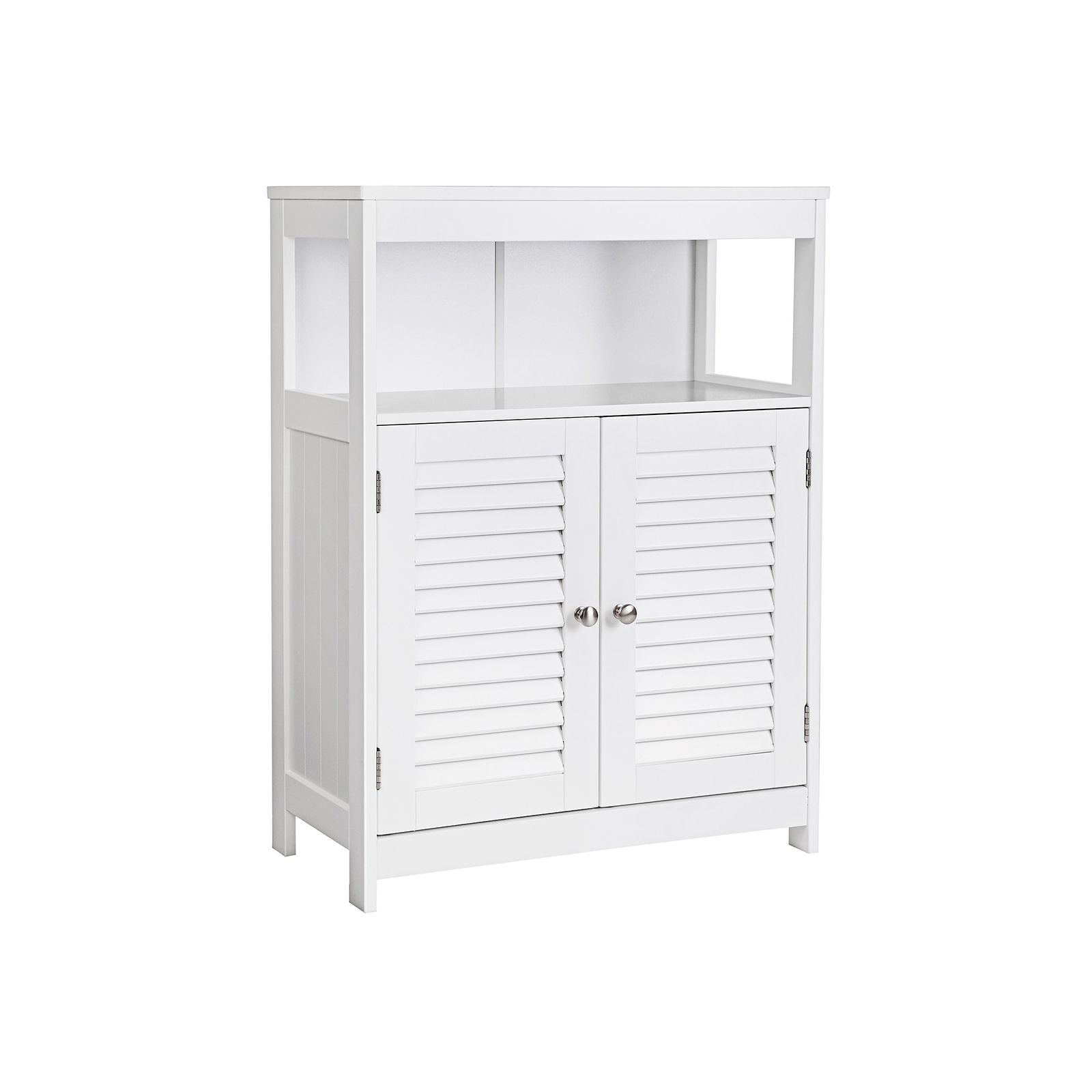 Bathroom Floor Cabinet - Wood - White - Free Standing with Double Shutter Doors