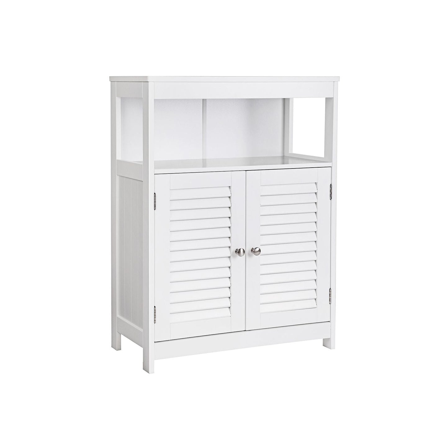 Bathroom Floor Cabinet - Wood - White - Free Standing with Double Shutter Doors