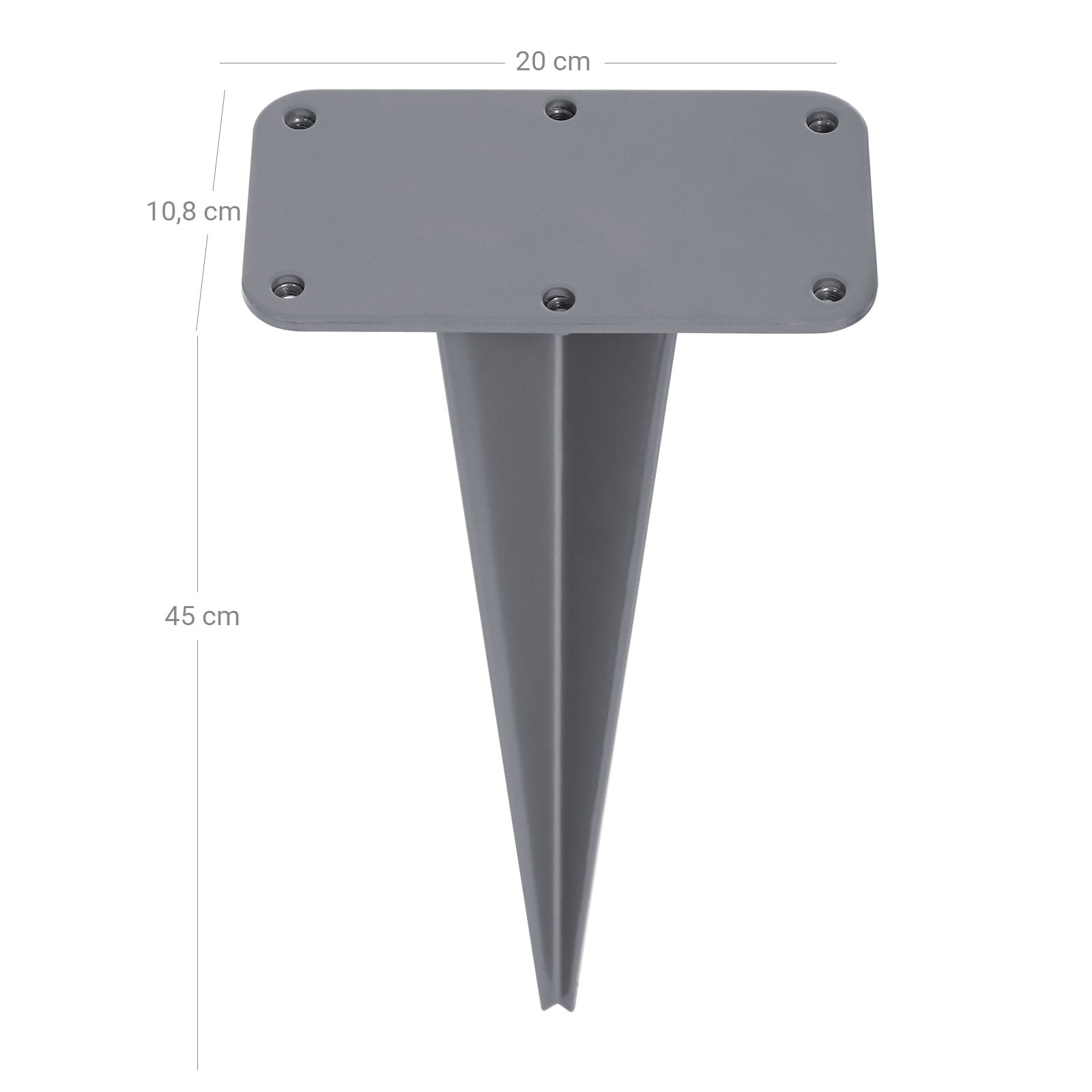 Ground Peg - Iron - Silver - Ideal for Installing Double Side Awnings without Concrete