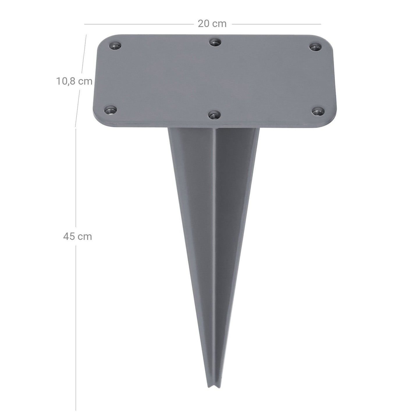 Ground Peg - Iron - Silver - Ideal for Installing Double Side Awnings without Concrete