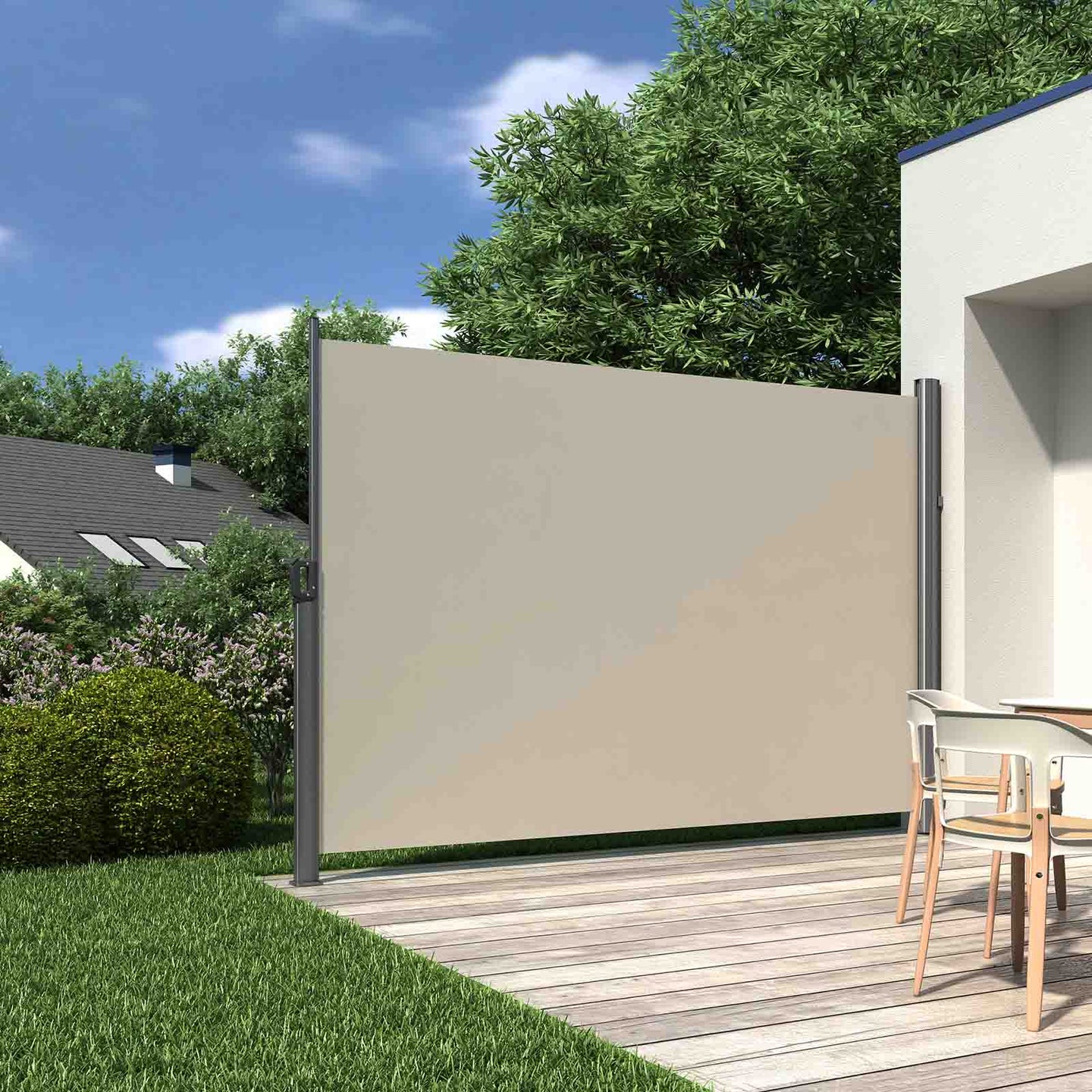 Side Awning - Fabric - Smoky Grey - Privacy Protection and Sun Shade