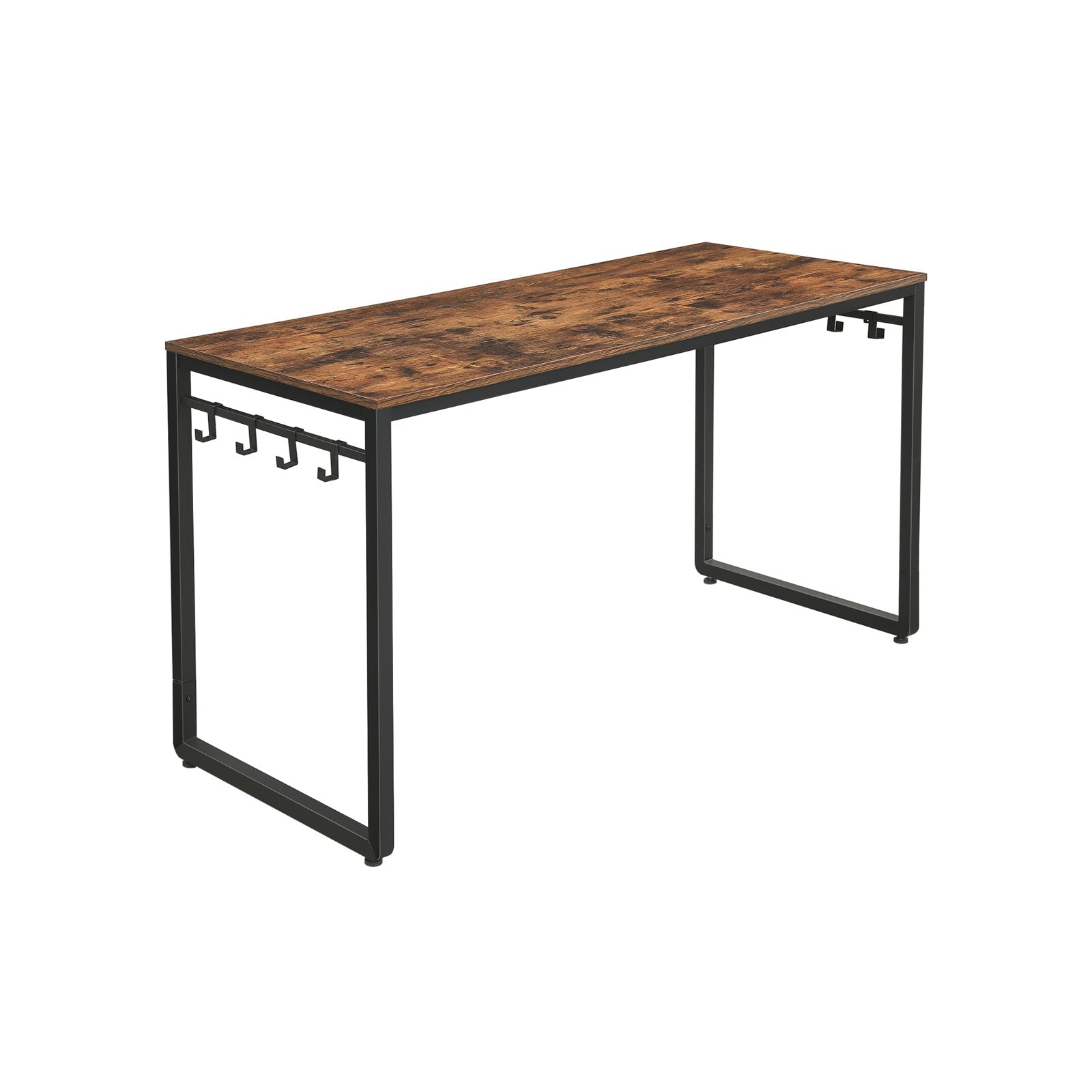 Office Desk - Metal - Rustic Brown and Black - Features 8 Hooks