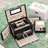 Jewellery Box - Velvet - White - Lockable with Mirror and 2 Drawers