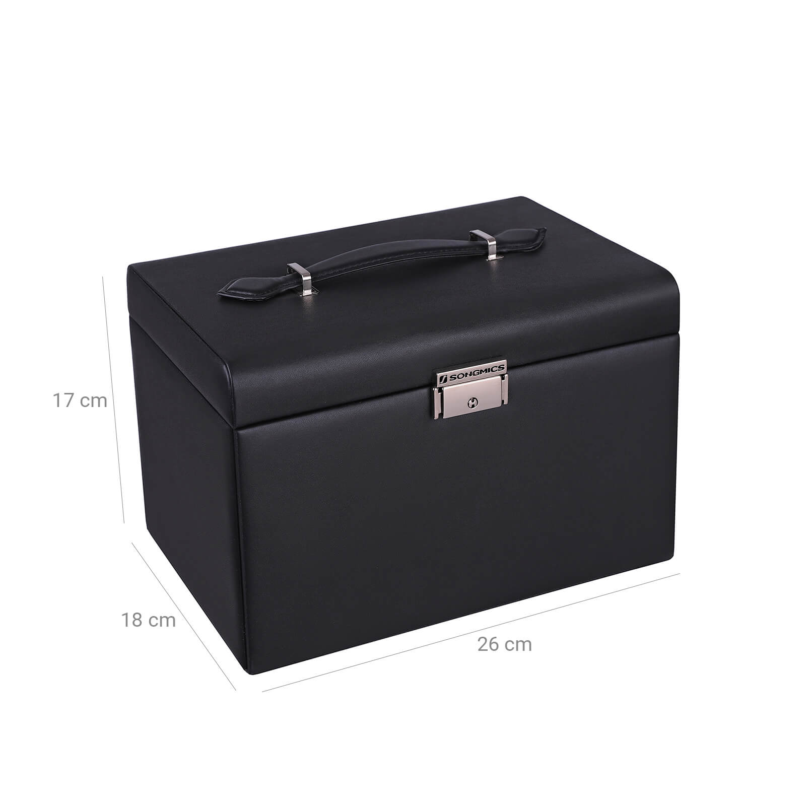 Jewellery Box - Velvet - White - Lockable with Mirror and 2 Drawers