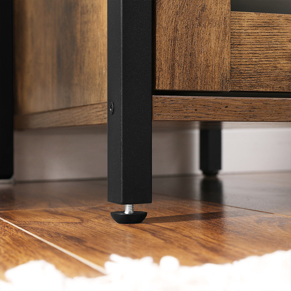 Narrow Side Table - Metal - Rustic Brown and Black - Shutter Door Design