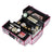 Cosmetic Case - Fabric - Silver Pink - Large with Diamond Pattern for Makeup and Accessories