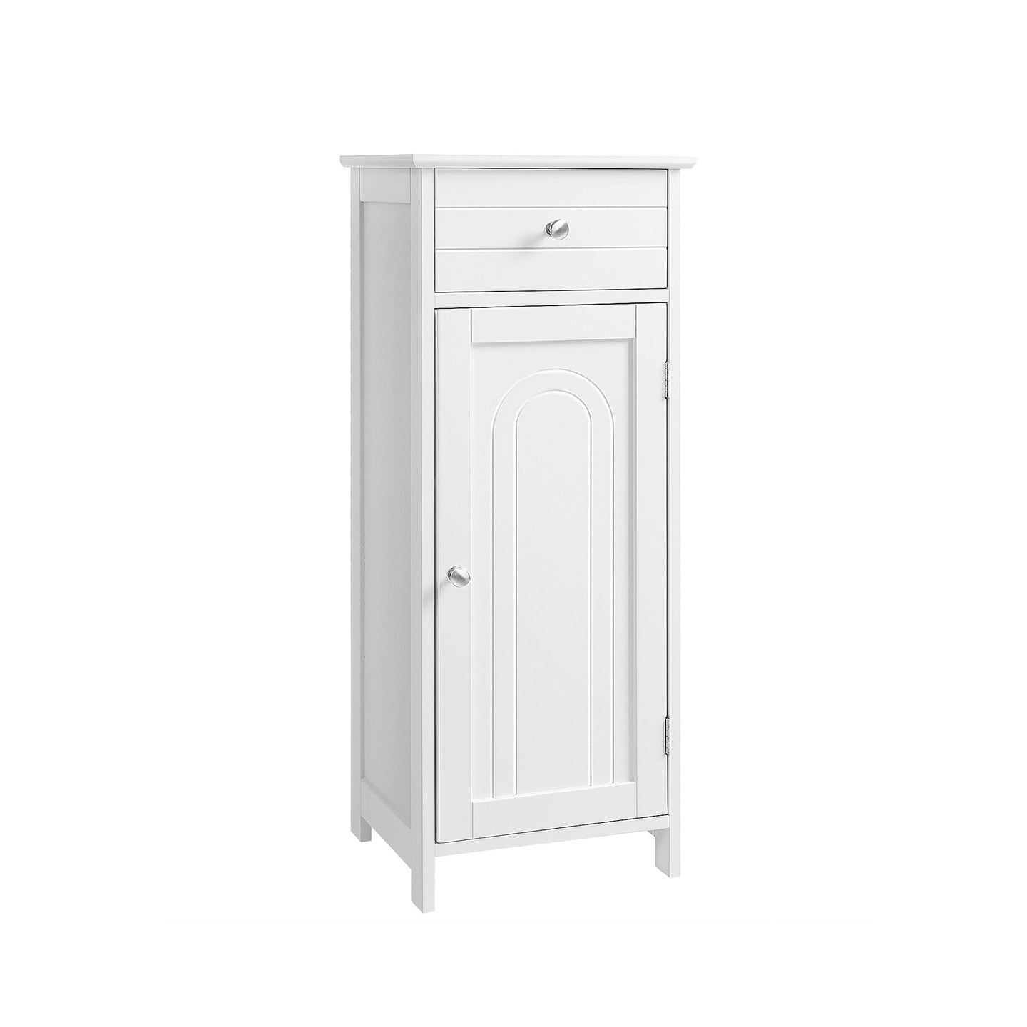 Bathroom Cabinet - Wood - White - Adjustable Shelf and Drawer Storage