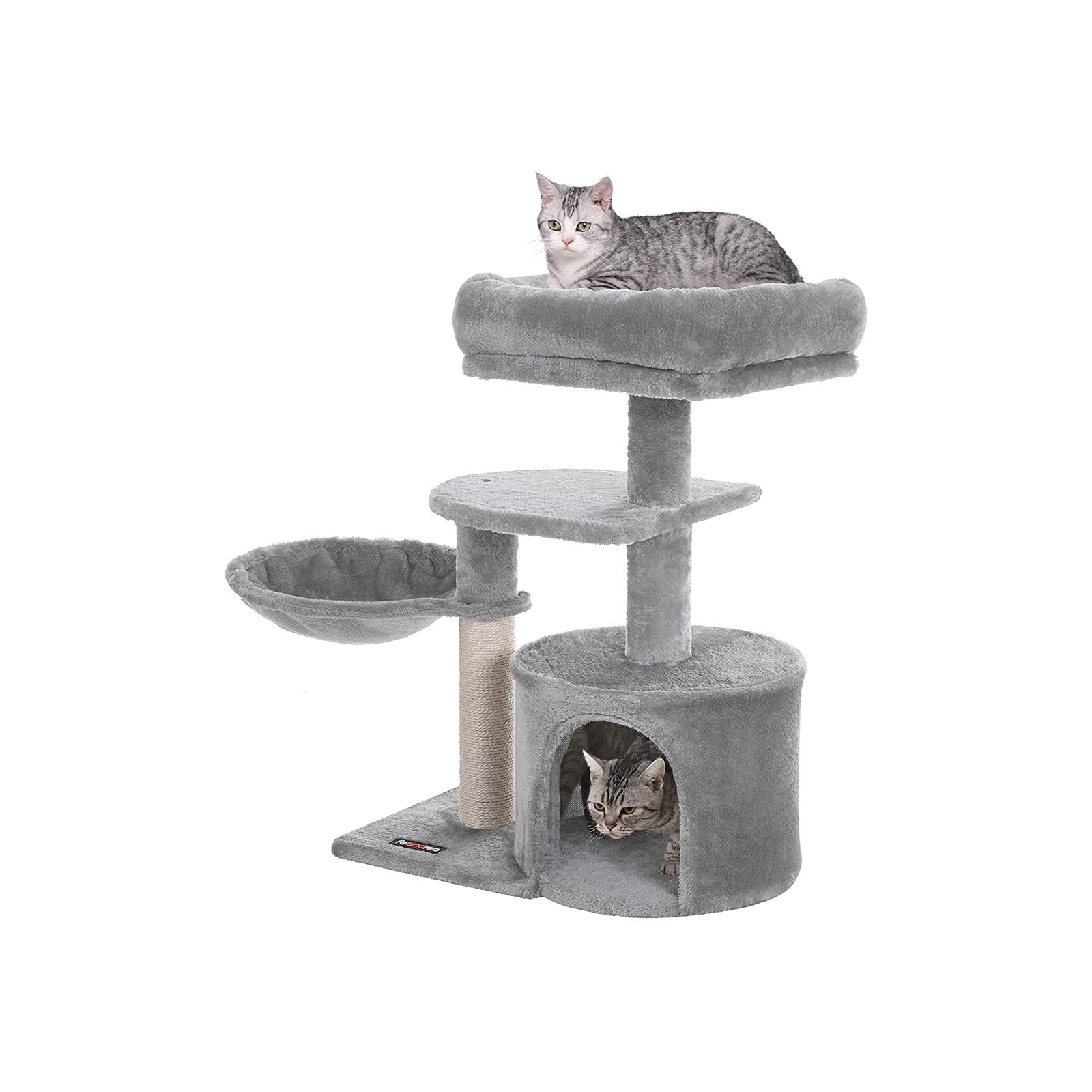 Cat Condo - Wood - Light Grey - Multi-Level with Scratching Post