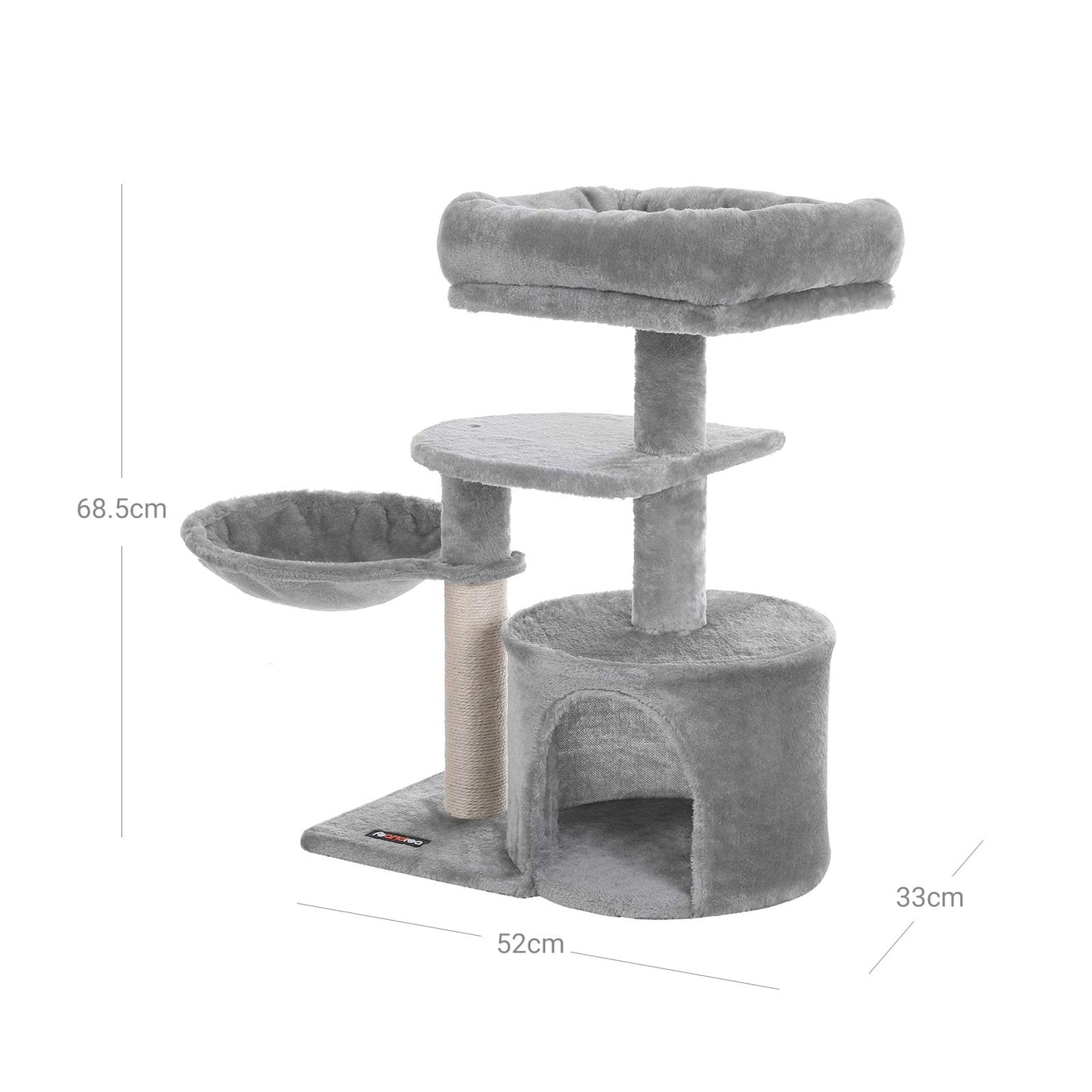 Cat Condo - Wood - Light Grey - Multi-Level with Scratching Post