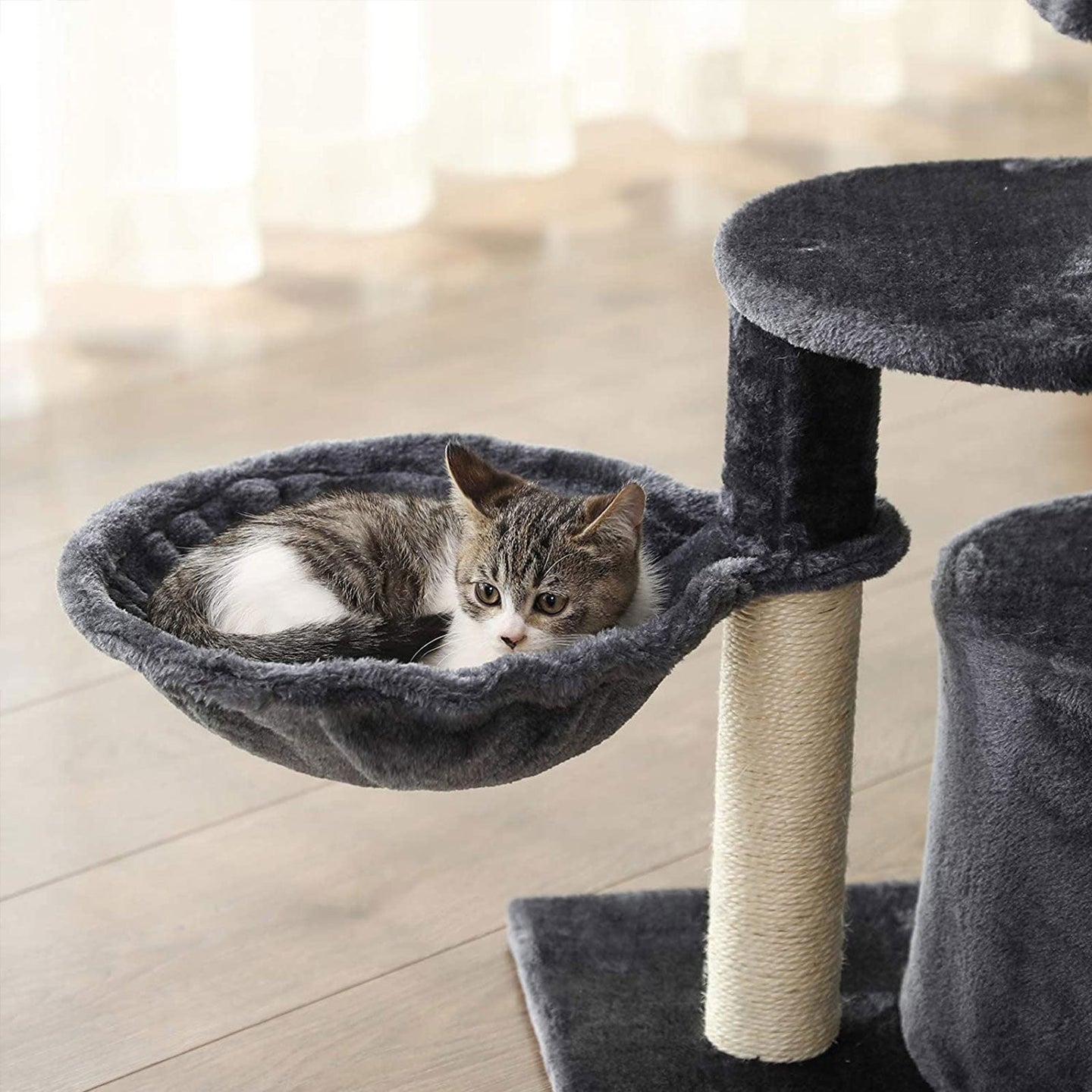 Cat Tree - Engineered Wood - Light Grey - Staircase Climbing Elements