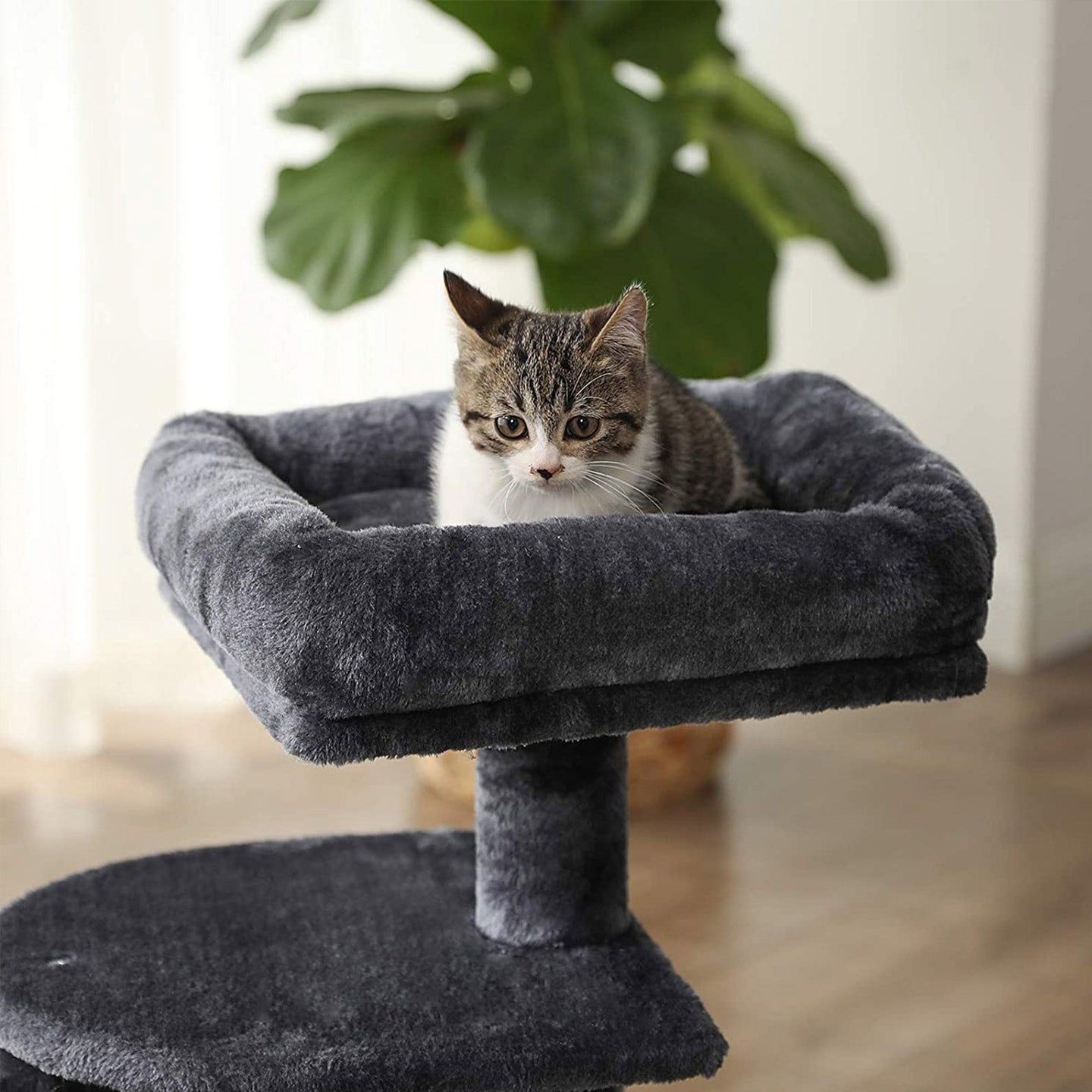 Cat Tree - Engineered Wood - Light Grey - Staircase Climbing Elements