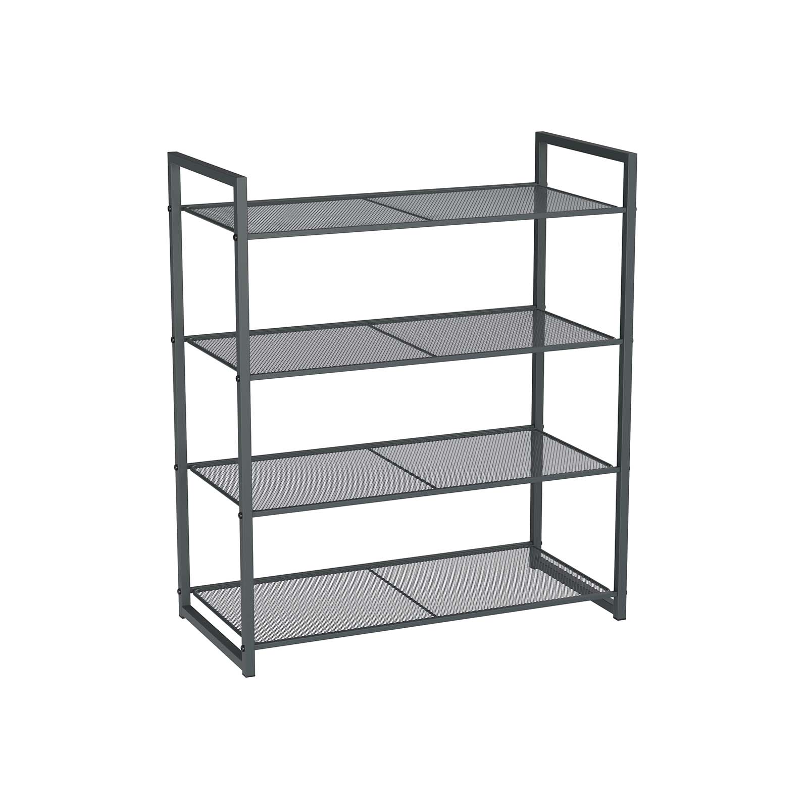 4-Tier Stackable Shoe Rack - Metal - Smoky Gray - Holds 12-16 Pairs of Shoes