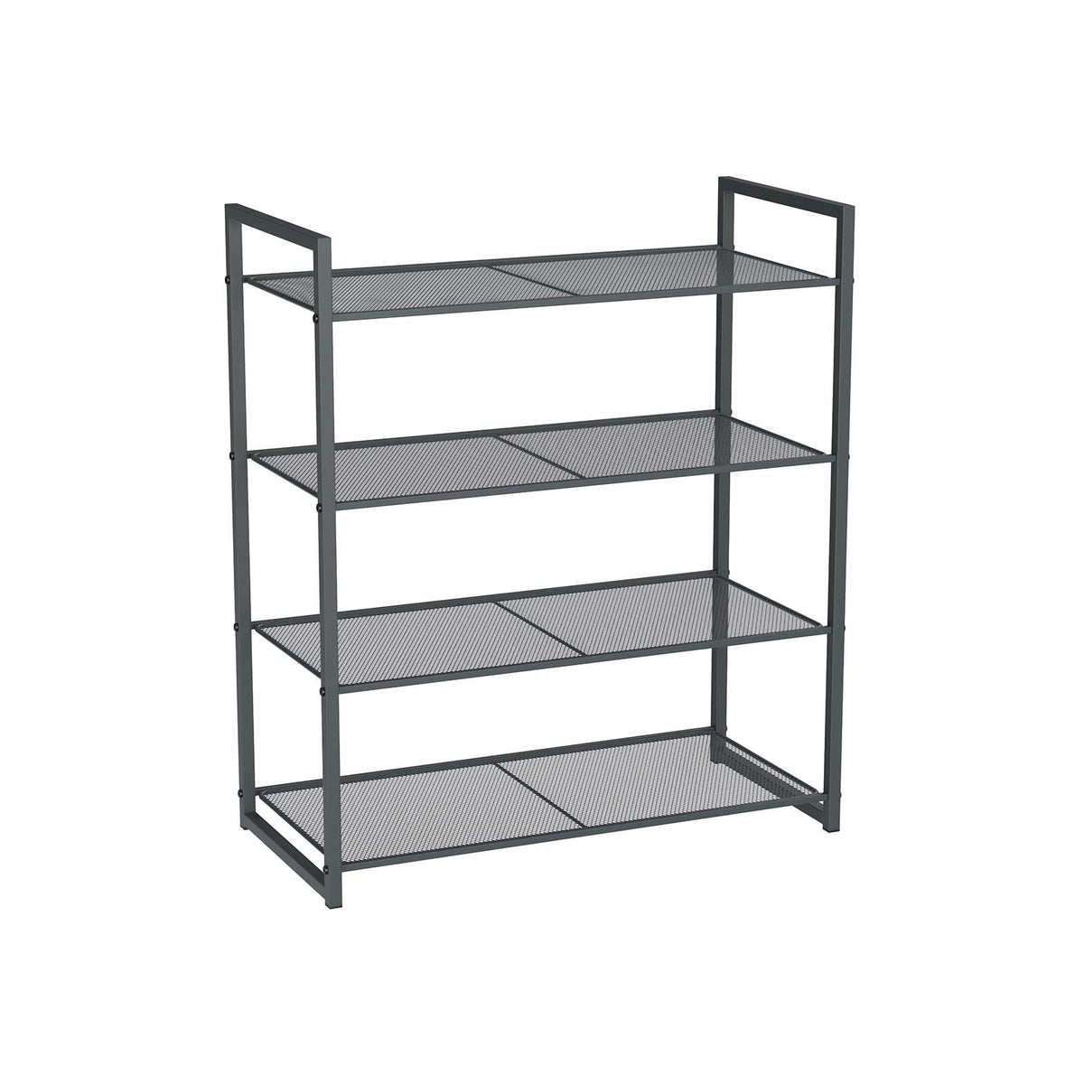 4-Tier Stackable Shoe Rack - Metal - Smoky Gray - Holds 12-16 Pairs of Shoes
