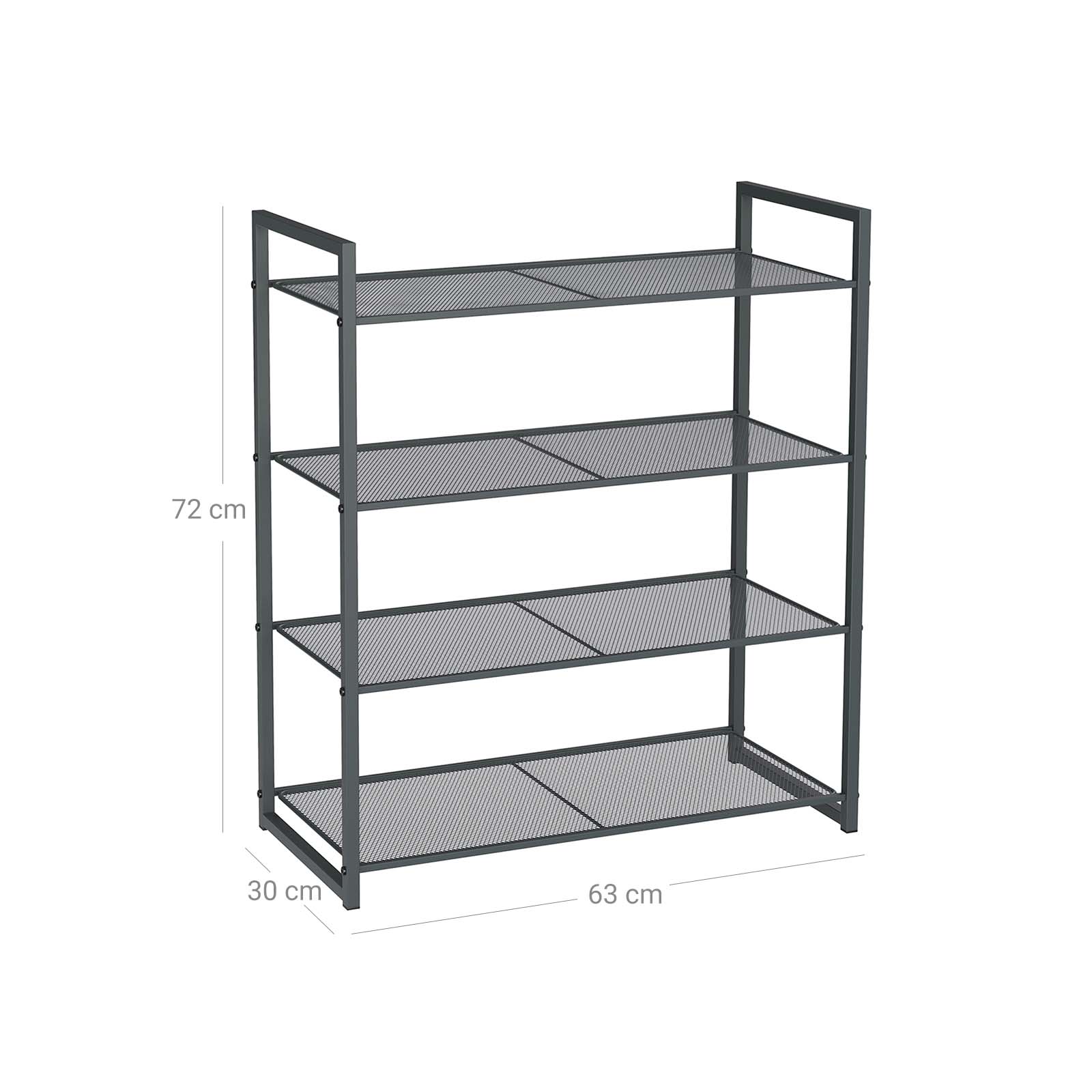 4-Tier Stackable Shoe Rack - Metal - Smoky Gray - Holds 12-16 Pairs of Shoes