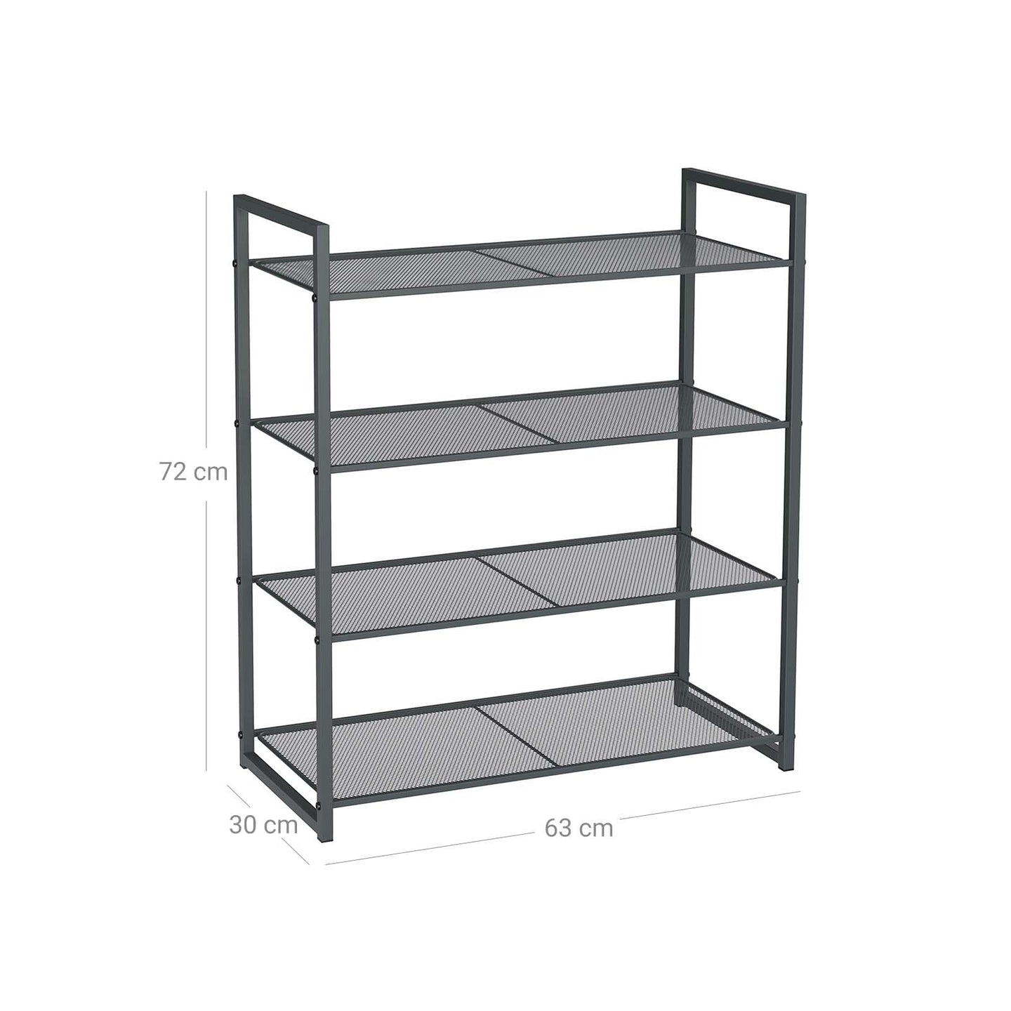 4-Tier Stackable Shoe Rack - Metal - Smoky Gray - Holds 12-16 Pairs of Shoes