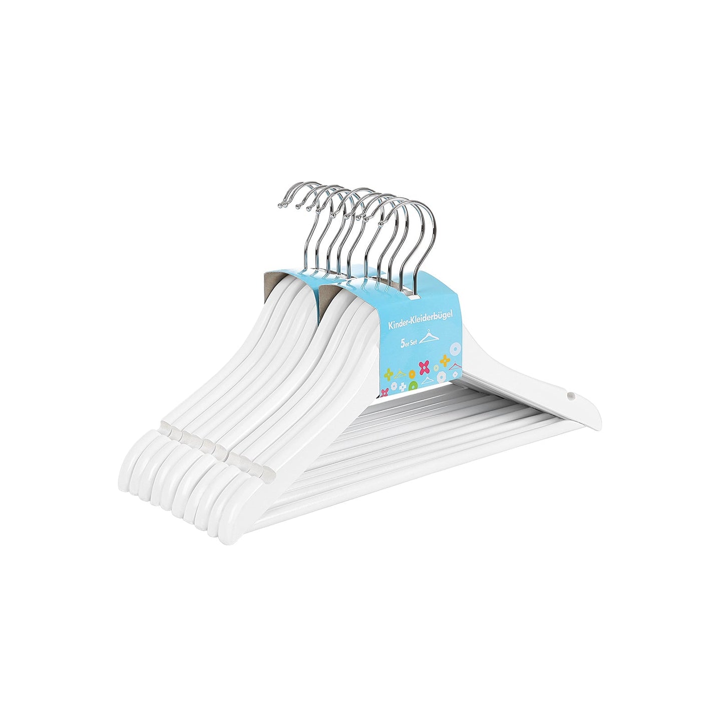 Children's Hangers - Solid Wood - White - 360 Degree Swivel Hooks