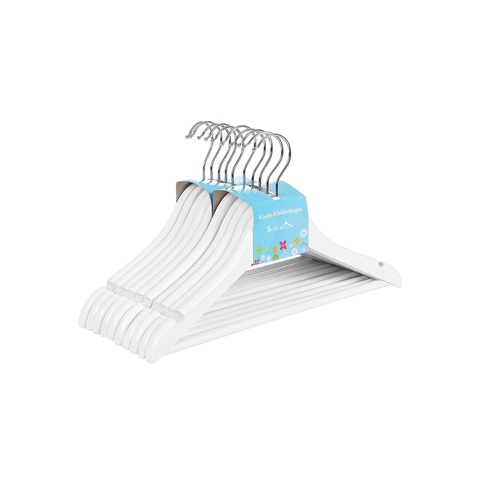 Children's Hangers - Solid Wood - White - 360 Degree Swivel Hooks
