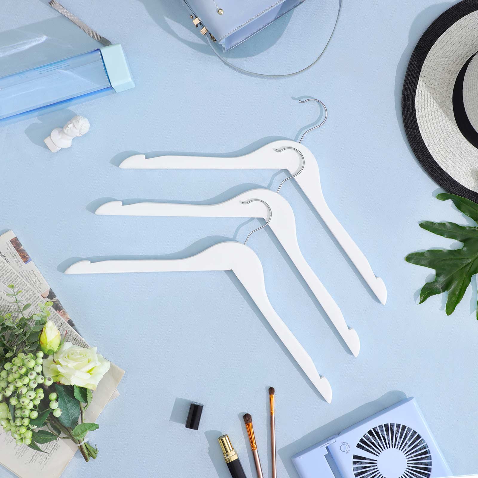 Wooden Clothes Hangers - 20 Pack - Solid Wood - Natural Finish - Includes Shoulder Notches
