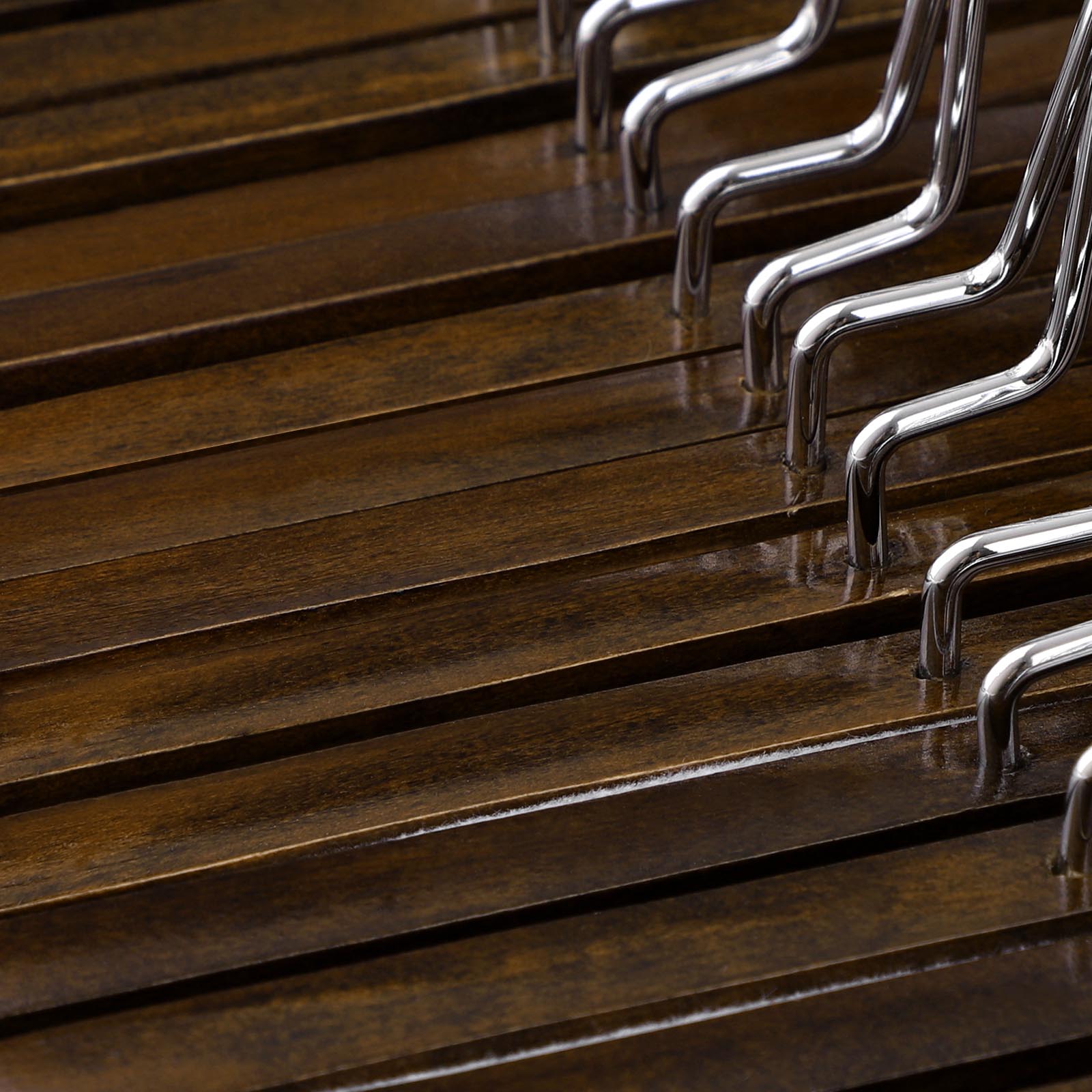 Pants Hangers - Solid Wood - Dark Walnut - Non-Slip with Full-Width Clamp and Lock (Pack of 12)