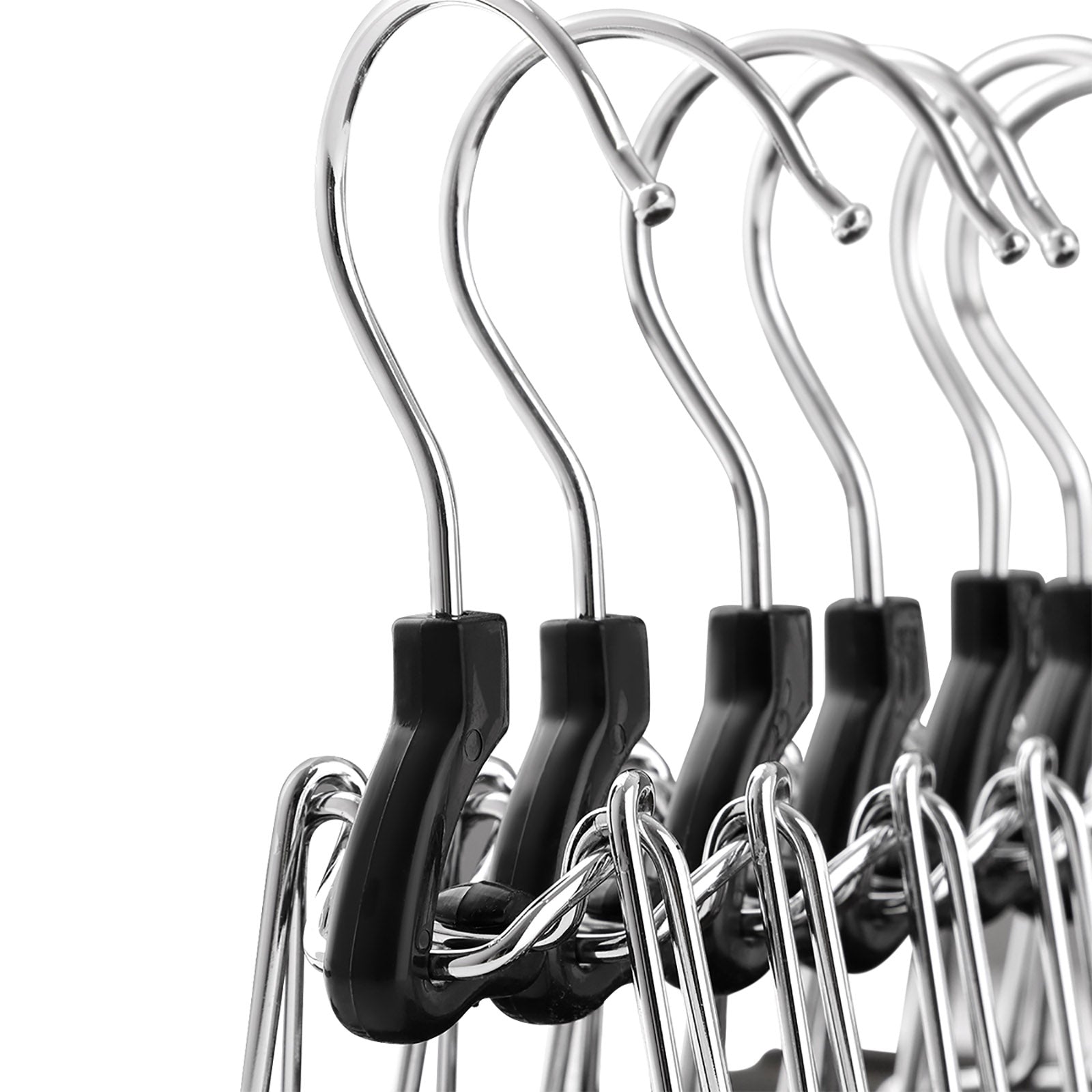 Pants Hangers - Solid Wood - Dark Walnut - Non-Slip with Full-Width Clamp and Lock (Pack of 12)