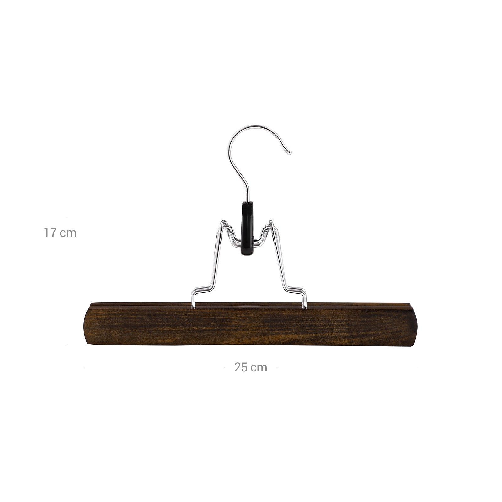 Pants Hangers - Solid Wood - Dark Walnut - Non-Slip with Full-Width Clamp and Lock (Pack of 12)