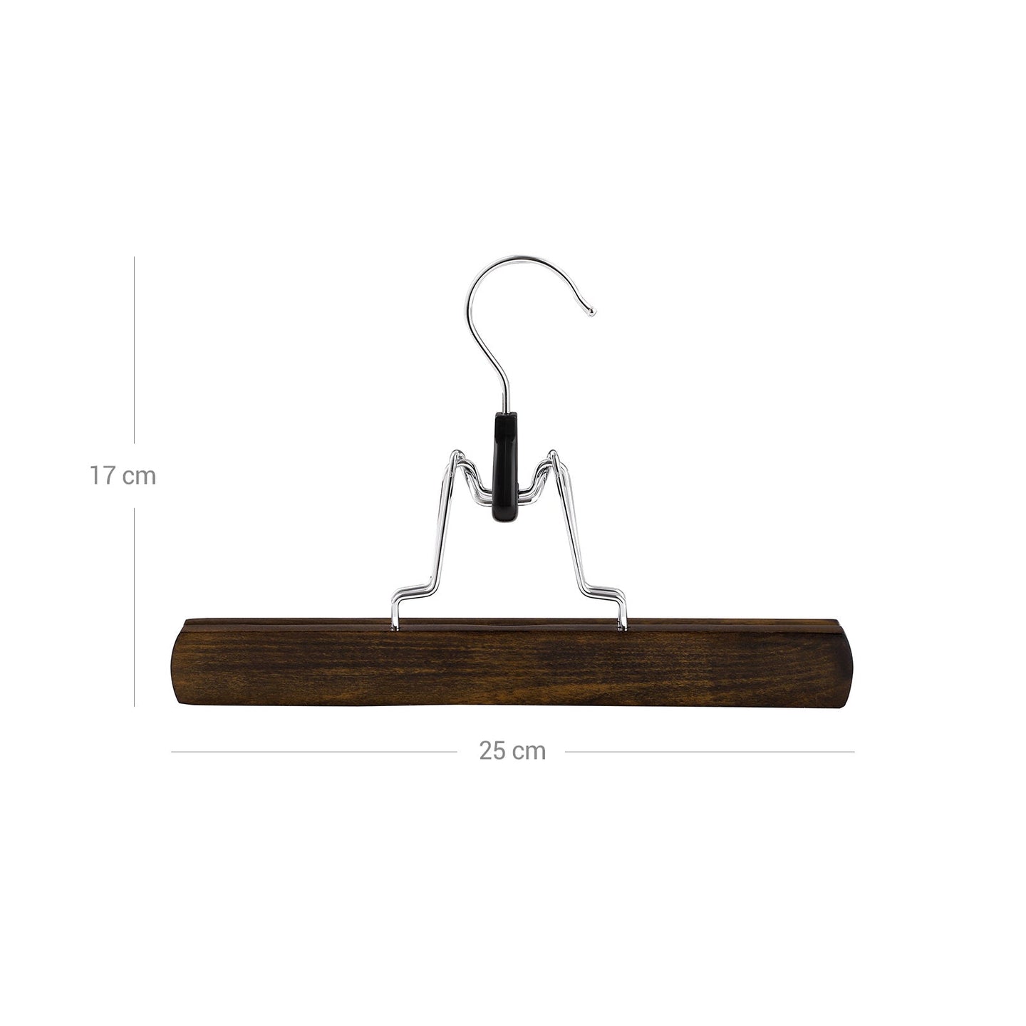 Pants Hangers - Solid Wood - Dark Walnut - Non-Slip with Full-Width Clamp and Lock (Pack of 12)