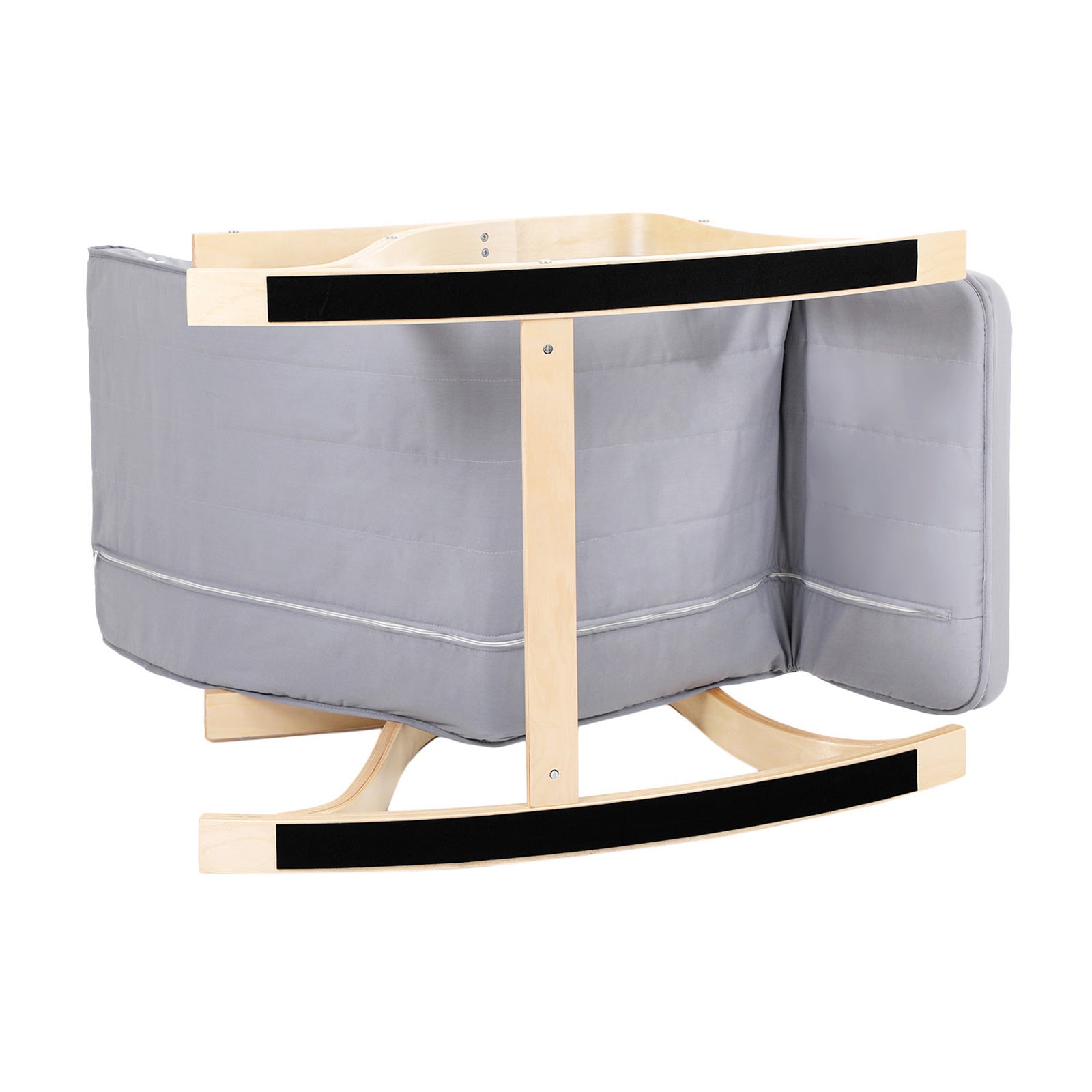 Rocking Chair - Solid Wood - Light Grey - Adjustable Calf Support with 5 Compartments