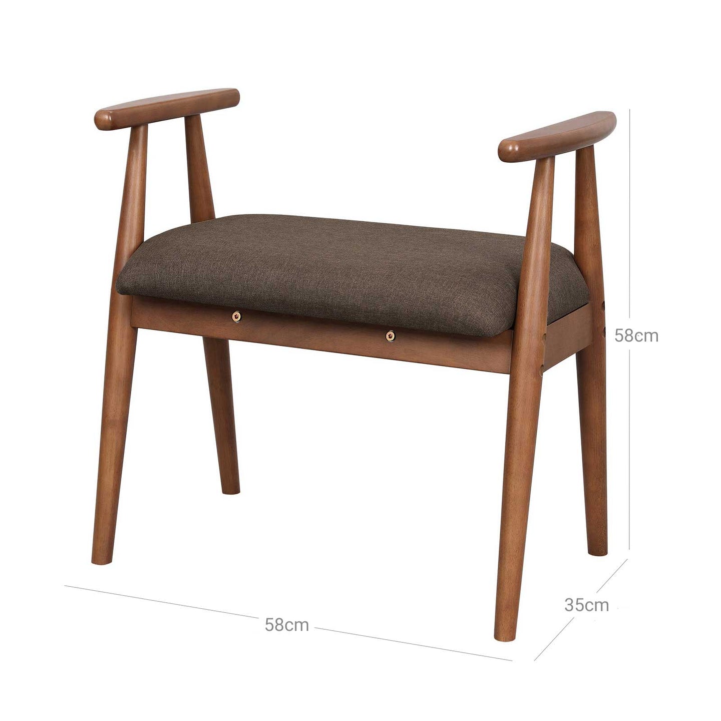 Shoe Bench - Saddle Brown - Solid Rubberwood
