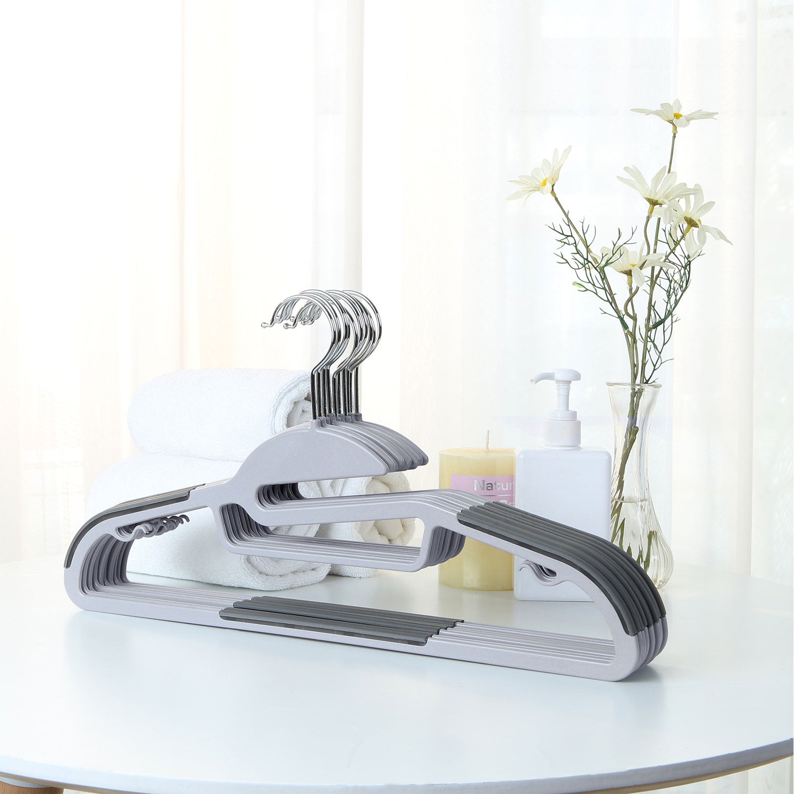 Clothes Hangers - Premium Quality Plastic - Grey - Space Saving