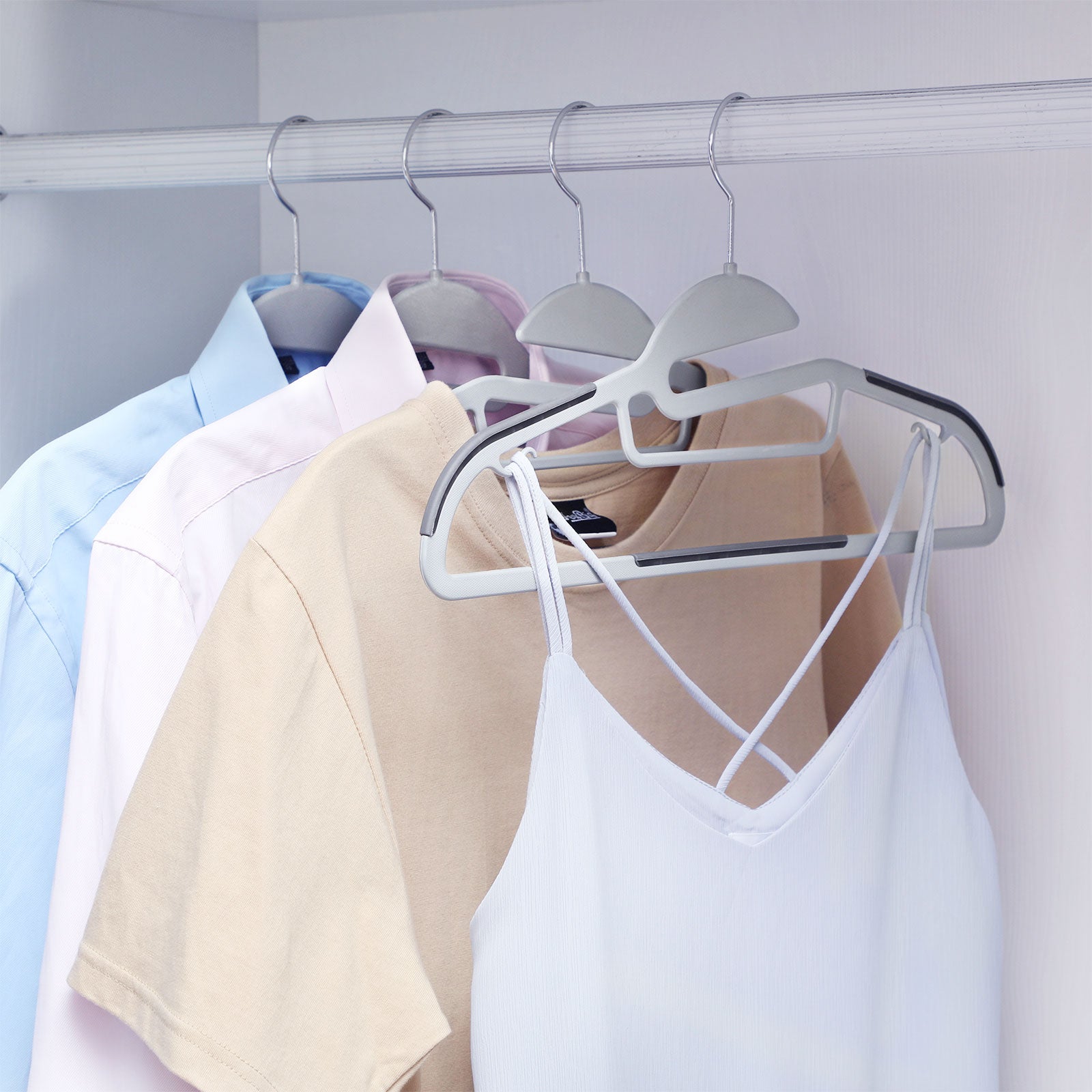 Clothes Hangers - Premium Quality Plastic - Grey - Space Saving