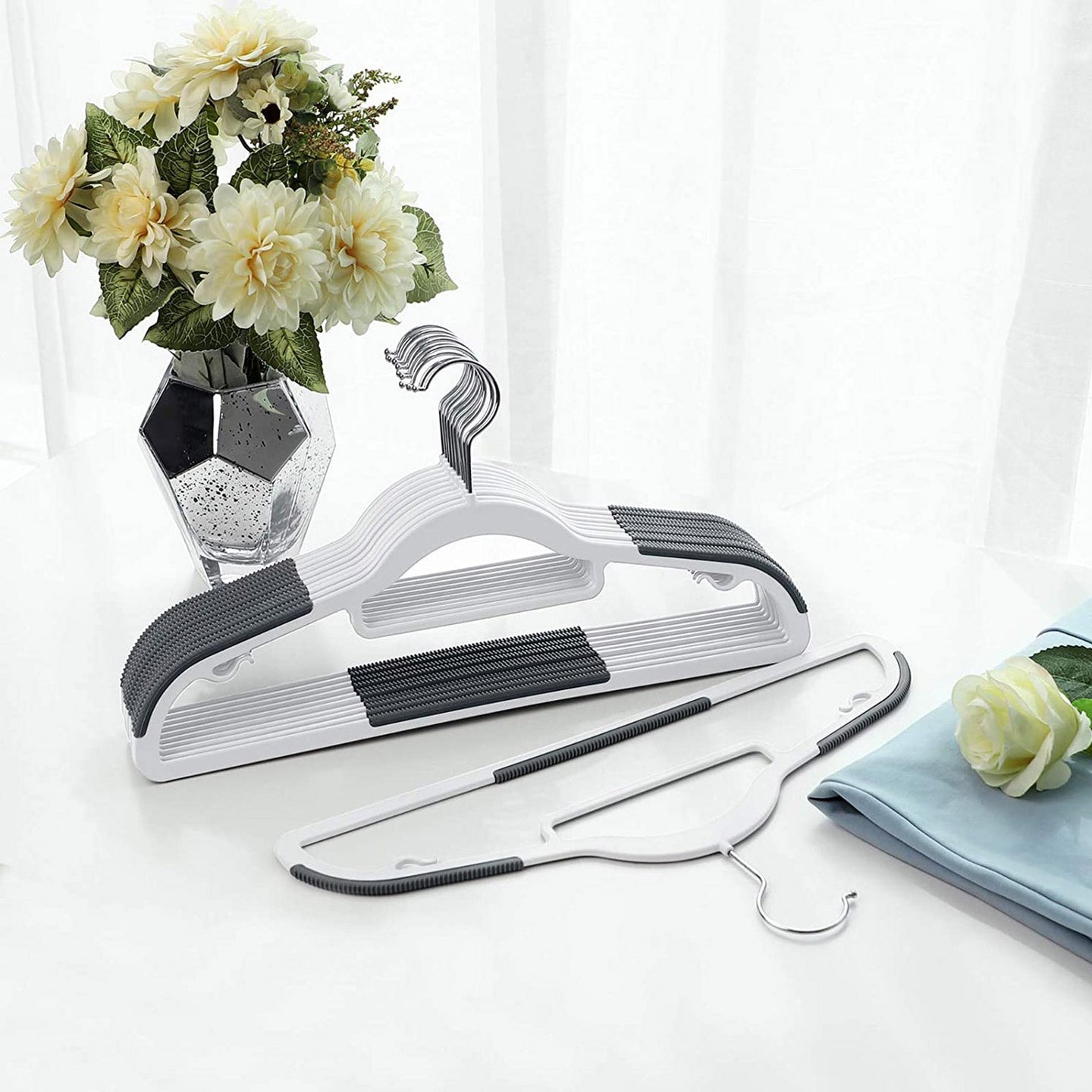 Coat Hangers - Heavy Duty Plastic - Grey - Non-Slip Design