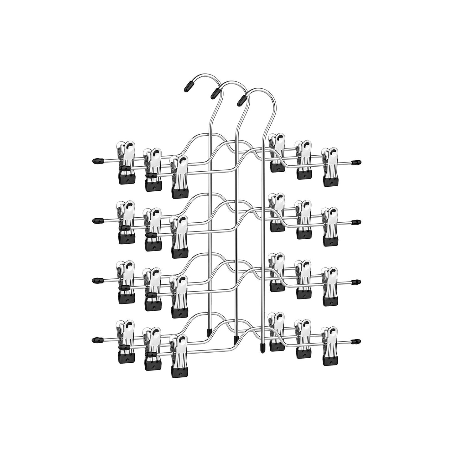 Pants Hanger - Metal - Silver - 4-Tier Non-Slip Design