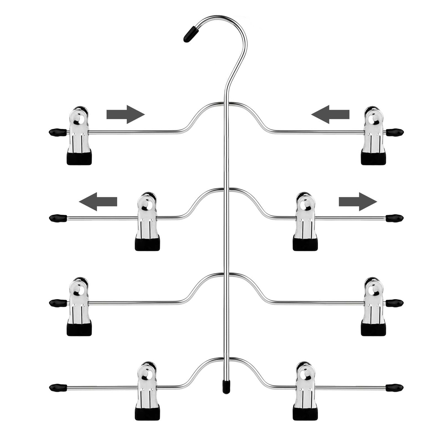 Pants Hanger - Metal - Silver - 4-Tier Non-Slip Design