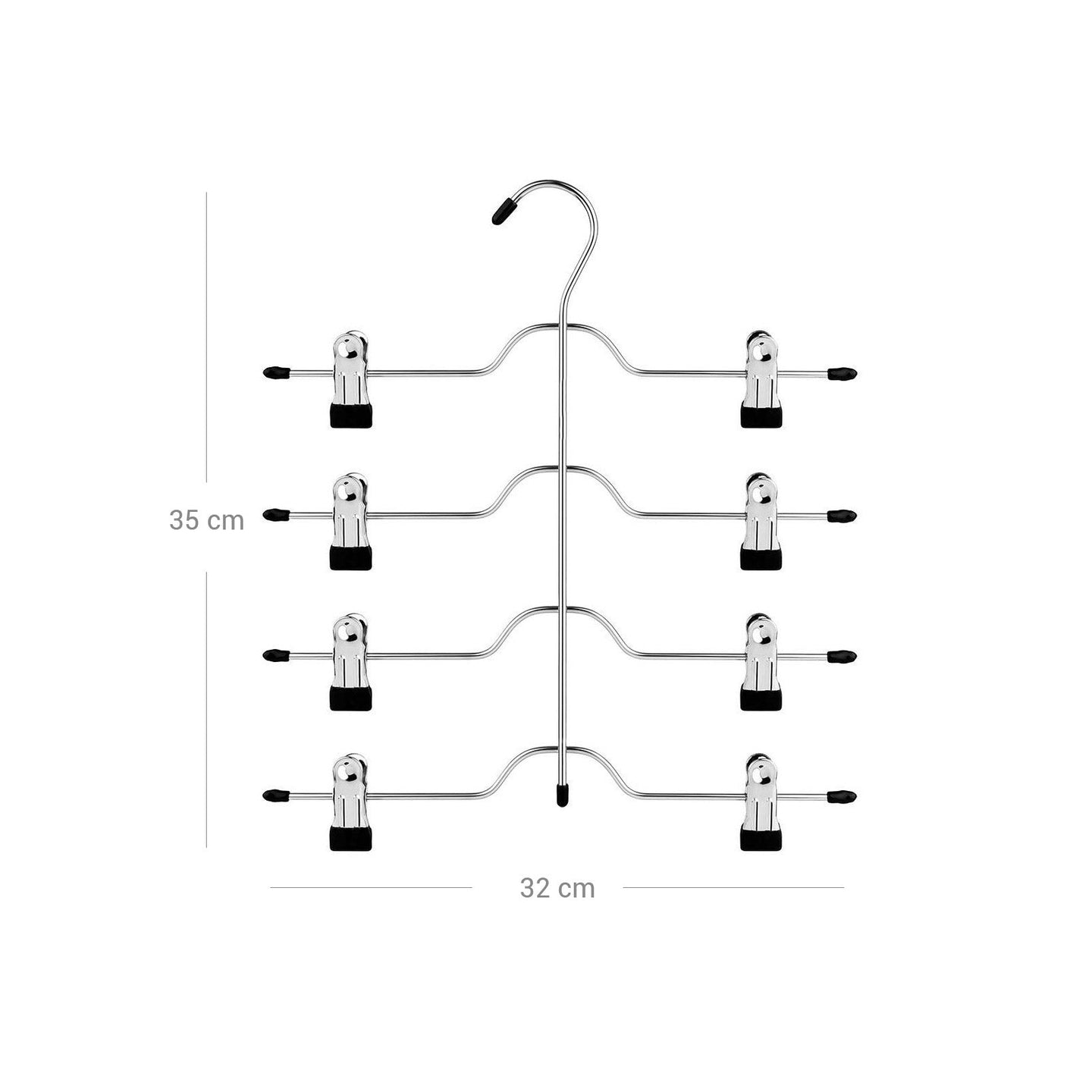 Pants Hanger - Metal - Silver - 4-Tier Non-Slip Design
