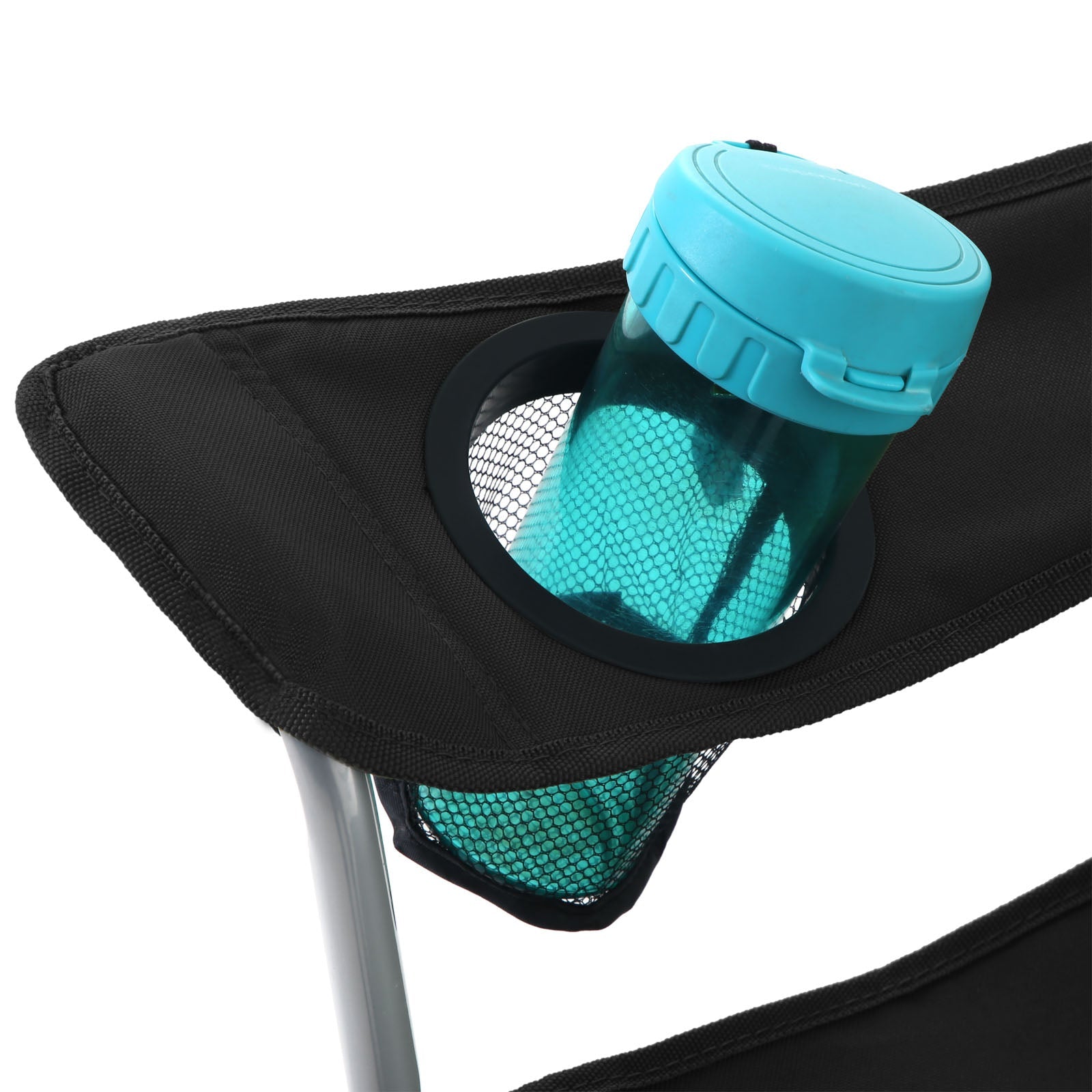 Folding Camping Chair - Steel - Black - Ergonomic with Armrests