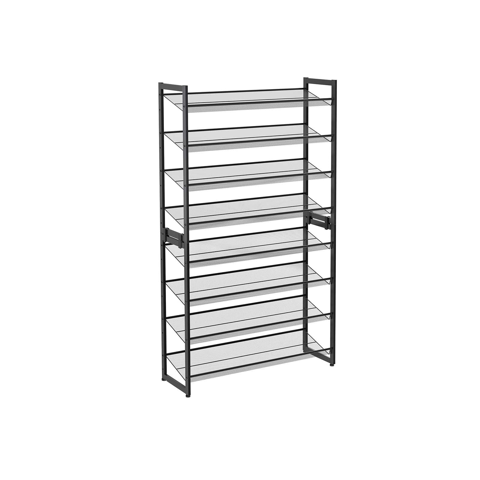 Stackable Shoe Rack - Metal Mesh - Black - 12-Tier Capacity for 48-60 Pairs of Shoes