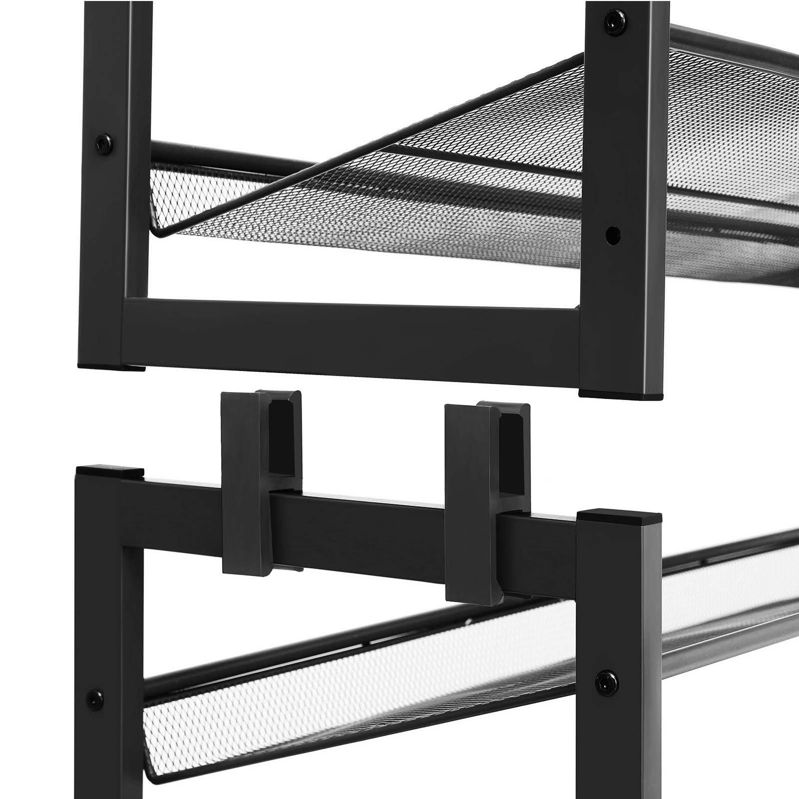 Stackable Shoe Rack - Metal Mesh - Black - 12-Tier Capacity for 48-60 Pairs of Shoes