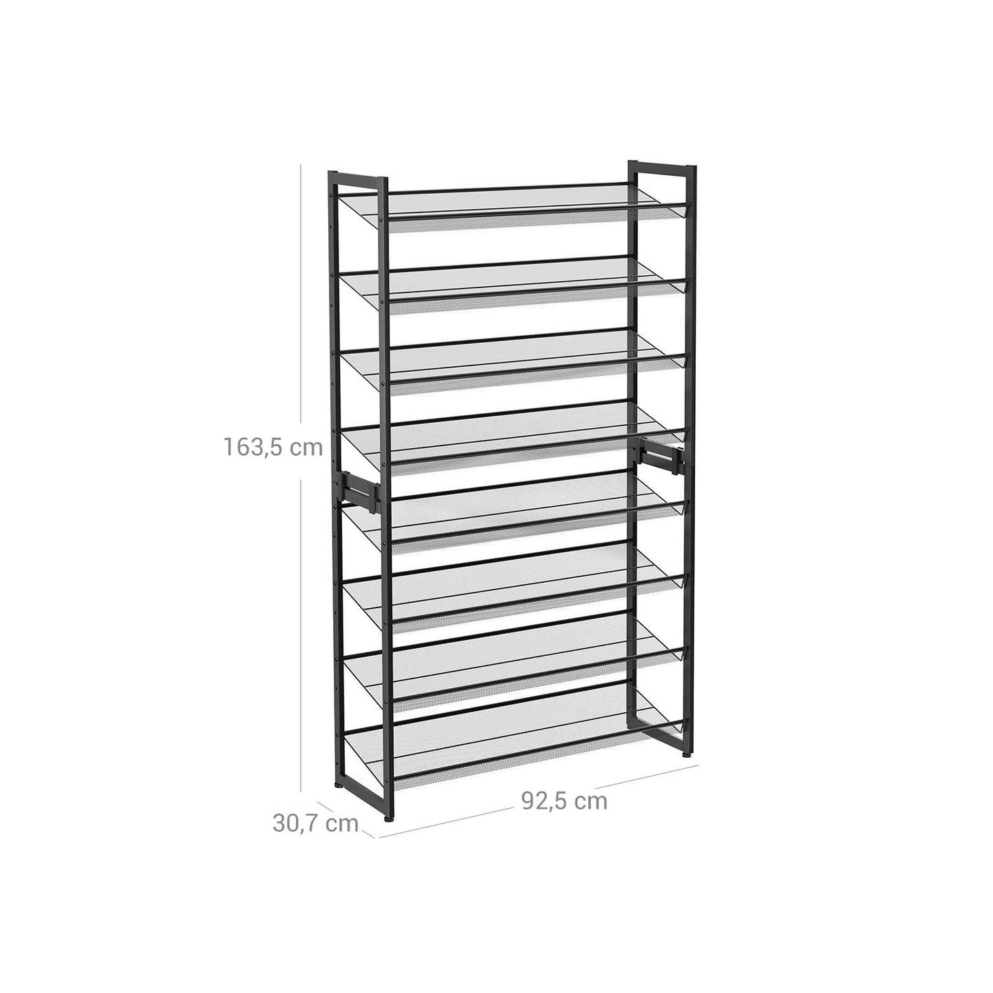 Stackable Shoe Rack - Metal Mesh - Black - 12-Tier Capacity for 48-60 Pairs of Shoes