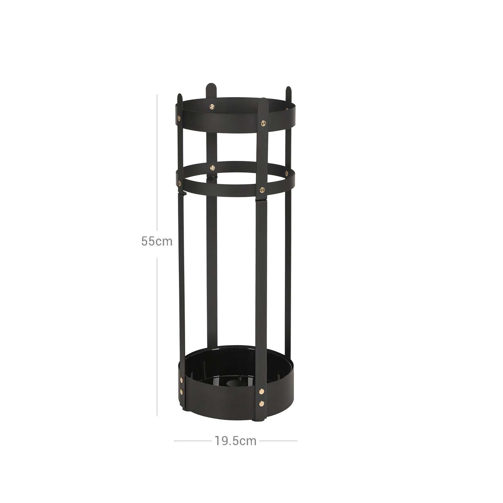 Umbrella Stand - Steel - Black - Round with Removable Drip Tray