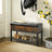 Storage Bench - Synthetic Leather - Rustic Brown and Black - Padded with Shelf