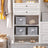 Storage Boxes - Fabric - Grey - Set of 3 with Lids and Clear Front Window