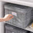 Storage Boxes - Fabric - Grey - Set of 3 with Lids and Clear Front Window