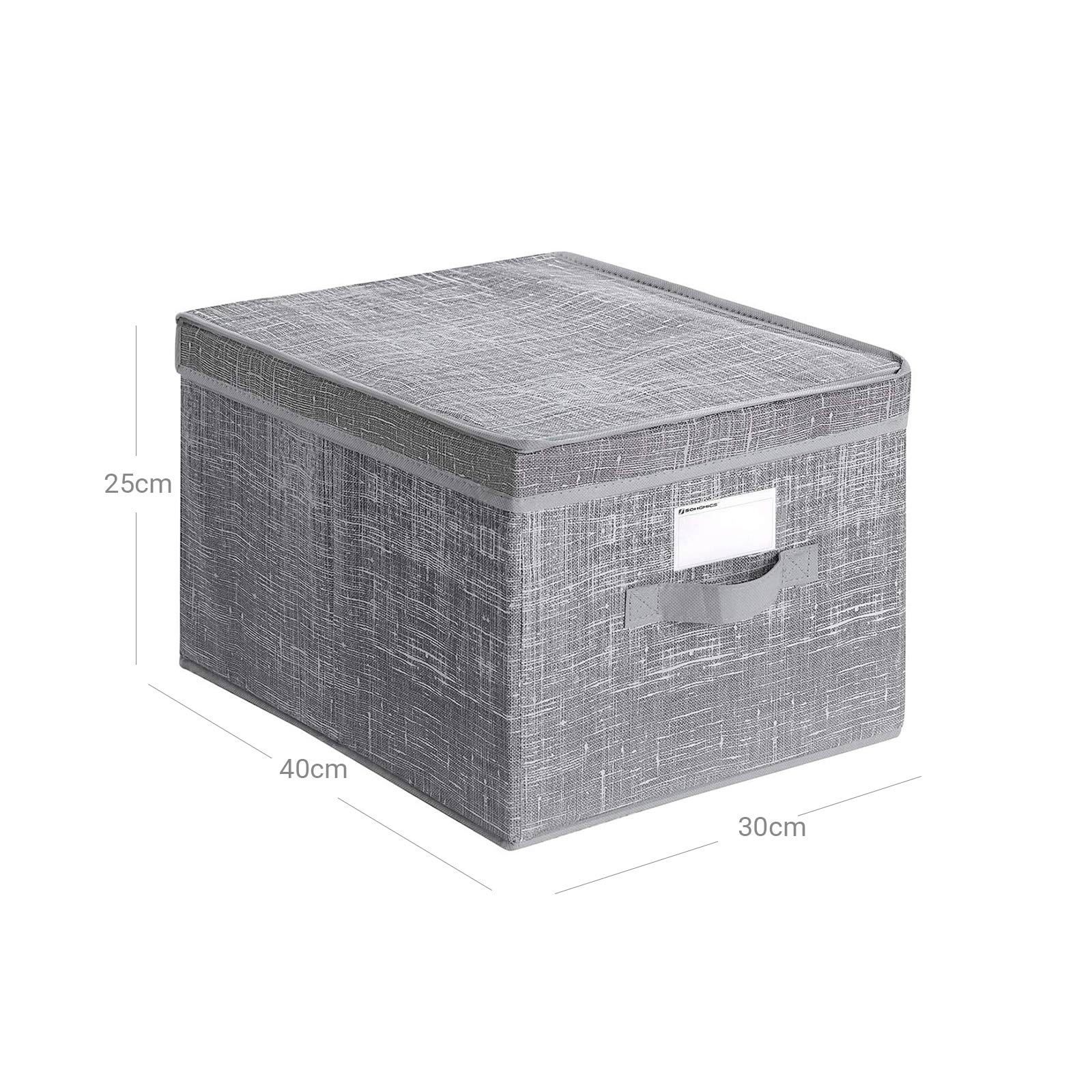 Storage Boxes - Fabric - Grey - Set of 3 with Lids and Clear Front Window