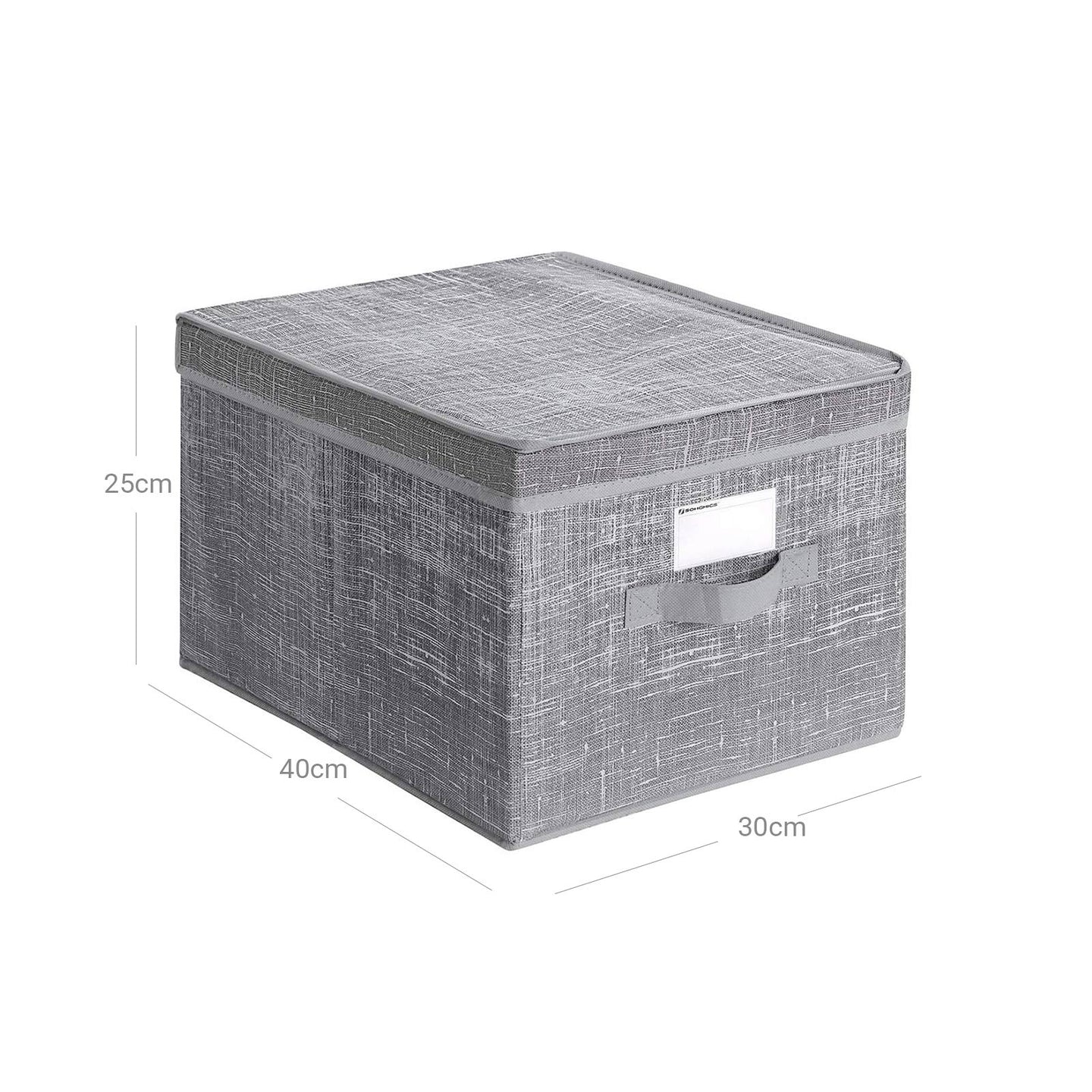 Storage Boxes - Fabric - Grey - Set of 3 with Lids and Clear Front Window