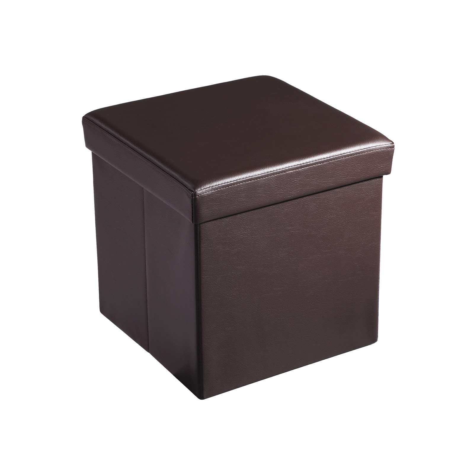 Folding Storage Ottoman - Faux Leather - Brown